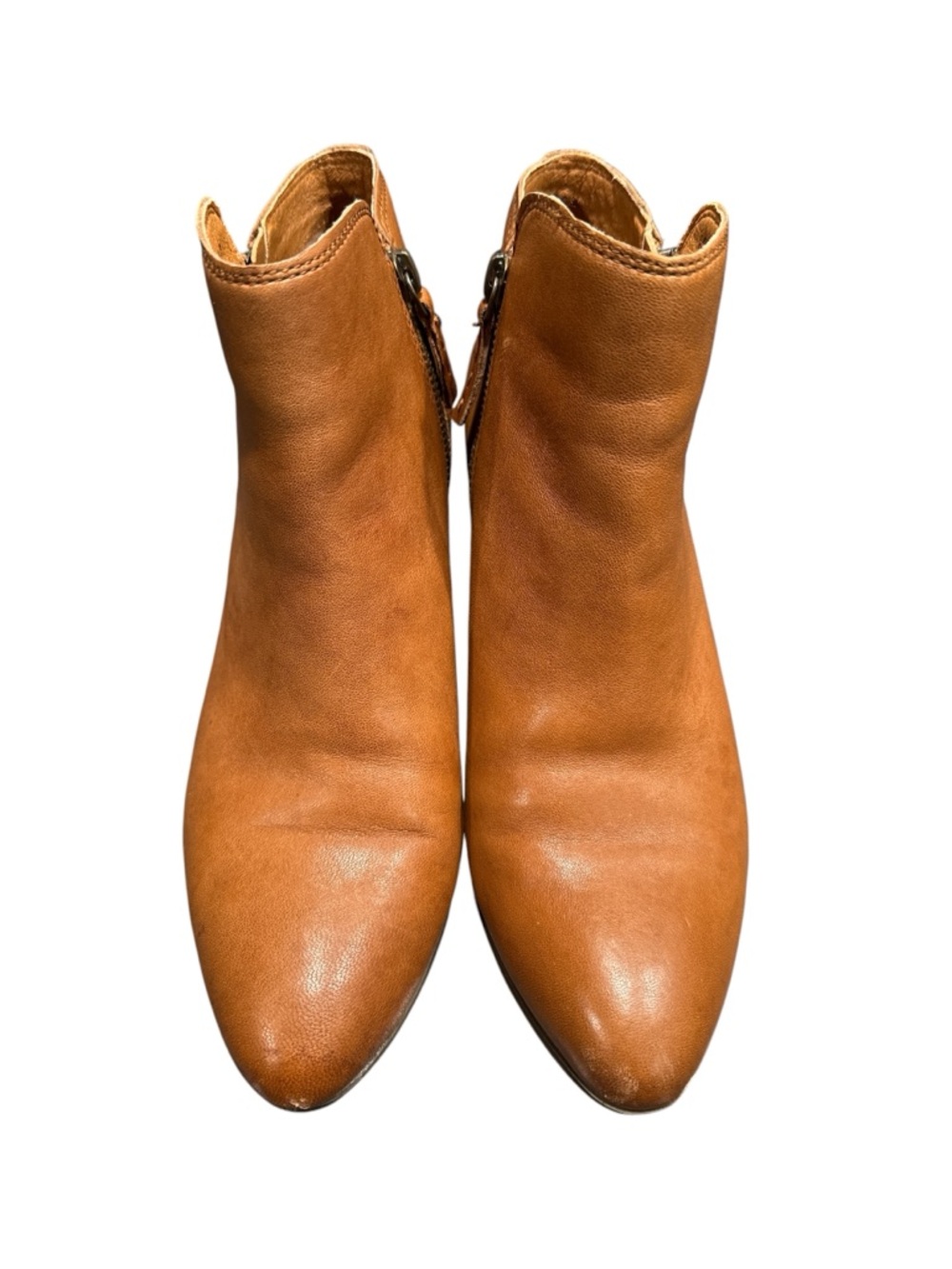 Frye Judith Double Zip Leather Ankle Boots Cognac Brown Size 9M - Picture 10 of 10